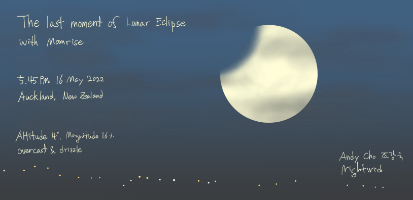 Lunar Eclipse digital drawing 16 May 2022 at New Zealand